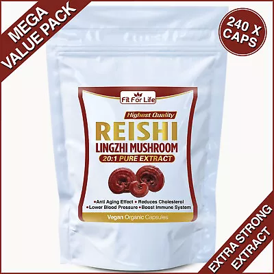 240 Pure Reishi Mushroom Pills 20:1 Extract Vegan Capsules Lingzhi Immune System • $37.33
