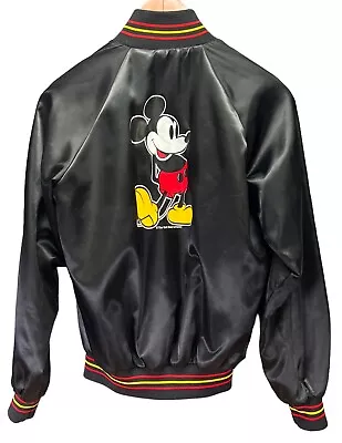Vintage 80’s Disney Kids Boys Satin Bomber Jacket Mickey Mouse 2 Sided Size 14 • $62.99