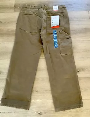 Coleman Carpenter Work Pants NWT Mens Brown Fleece Lined Straight Leg Size 38X32 • $28.99