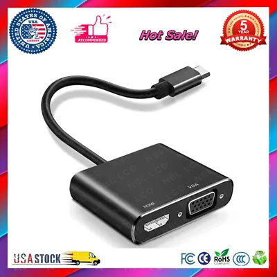 USB Type C To HDMI HD TV Cable VGA Adapter Converter For Macbook Phone Tablet • $7.88