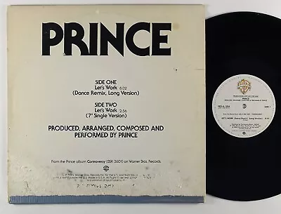 Prince  Let's Work  Modern Soul Funk Rock 12  Warner Bros. Promo HEAR • $7.99