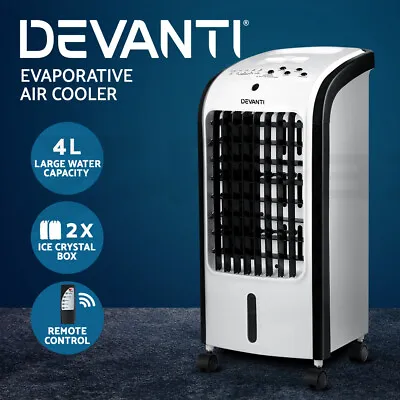 $69.95 • Buy Devanti Evaporative Air Cooler Conditioner Portable 4L Cooling Fan Humidifier