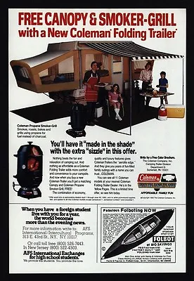 1982 COLEMAN Folding Camp Trailer - Propane Smoker Grill - Family - VINTAGE AD • $13.99