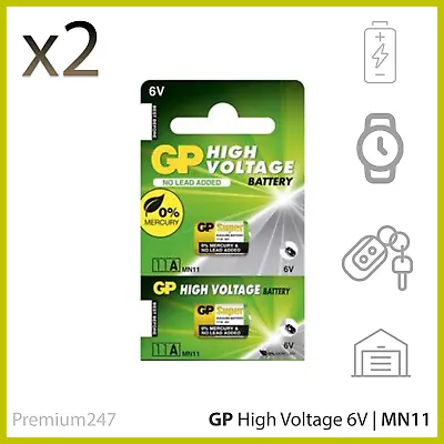 2 X GP 11A MN11 6V ALKALINE BATTERY A11 GP11A L1016 CX21A E11A SECURITY ALARMS • £2.49