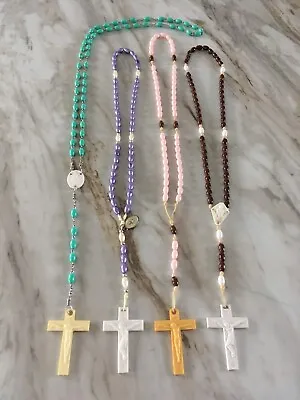 VTG Cross Rosary Prayer Catholic Religious Spiritual Plastic Bead Lot Of 4 READ • $2.99