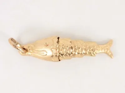 Fish Charm Moveable Vintage 18ct Gold 750 Lucky Charms Pendant 2.7g G66 • $327.45