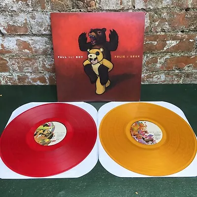 Fall Out Boy Folie A Deux 2 X Vinyl LP Red Orange 2008 US 1st Press + Poster NM • £149.99