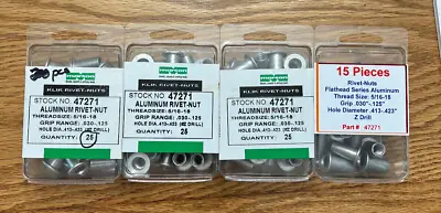 MARSON 5/16-18 Aluminum KLIK Rivet Nuts Flathead MRN Series PN 47271   QTY 90 • $31.95