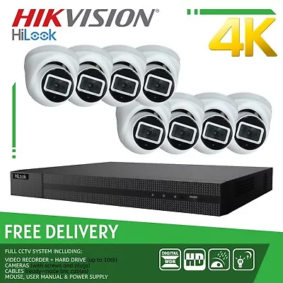 Hikvision 8mp Cctv 4k Uhd Dvr 4ch 8ch System In/outdoor 8mp Camera Security Kit • £77.43