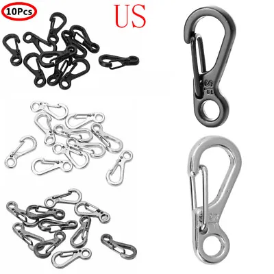 10 Mini SF Metal Carabiner Clips Tiny Snap Hooks Spring Clasps Keychain Paracord • $11.06