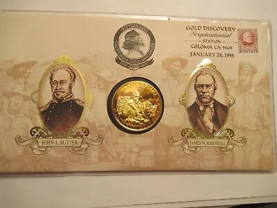 1998 California Gold Discovery Sesquicentennial First Day Cover Medallion • $54.95
