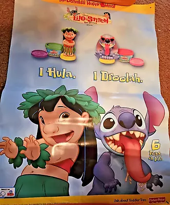 McDonald’s Happy Meal Toy Disney Lilo & Stitch Playdoh Display Poster 2 Sided • $4.99