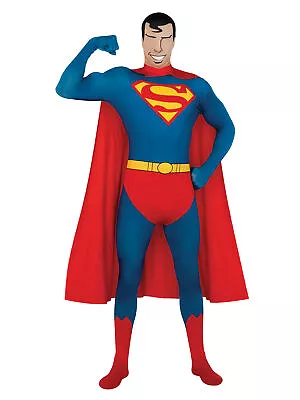 Mens Superman 2nd Skin Suit Costume DC Comics Superhero Stag Adult Fancy Dress • £25.62
