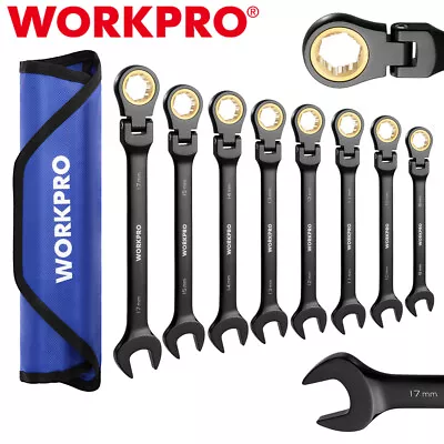 WORKPRO 8PC Ratcheting Combination Wrench Set Flex-Head Wrench Set Metric 8-17mm • $45.99