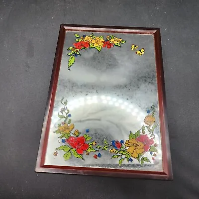 Vintage 1978 Yaps Music Box Love Story Floral Mirror Decor End Table - Works! • $15.89