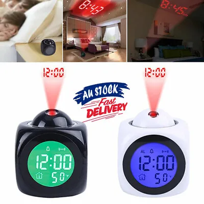 $16.55 • Buy LED Projection Time Temperature Alarm Smart LCD Display Projector Clock Digital