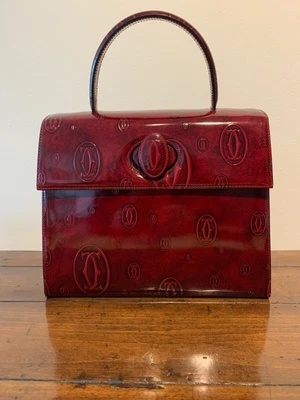$1015 • Buy CARTIER Vintage Happy Birthday Bordeaux Patent Leather Bag, 1997