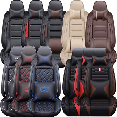 Full Set Leather Car Seat Cover 2/5 Seats Universal Front Rear Cushion Protector • $75.99