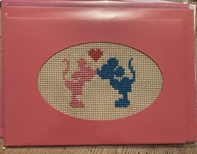 £2 • Buy Handmade Cross Stitch Greeting Card &Env- Mickey Mouse - Any Occasion 6”x4”