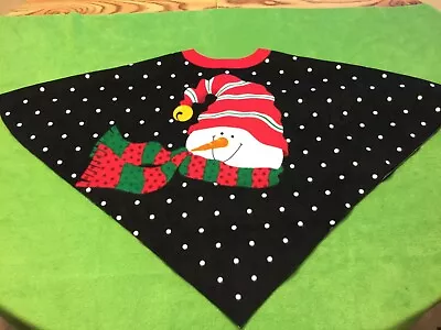 Kids Snowman Poncho Age 3-8 Cape Jacket Pullover Child Toddler Made In USA • £14.46