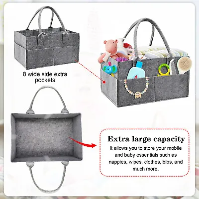 Felt Baby Diaper Caddy Nursery Storage Wipes Bag Nappy Organizer Container UK • £5.69