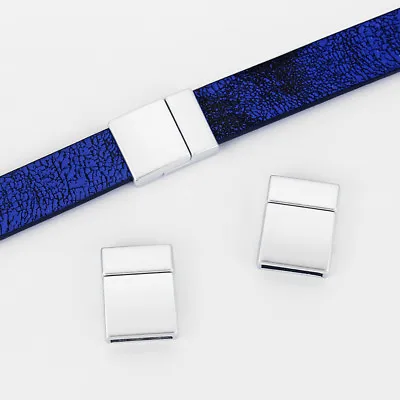 3Sets Matte Silver Magnetic Clasp For Up To 13*3mm Flat Leather Bracelet Making • £4.31