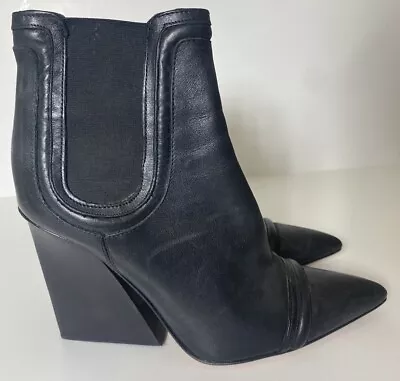 Zara Women's Black Leather Studio Ankle Boots Size EU 39 US 8 • $52