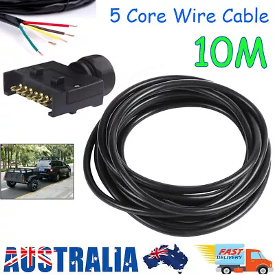 10M X 5 Core Trailer Cable Road Train Wire Caravan Plug 7 Pin Flat Male Adaptor • $27.99