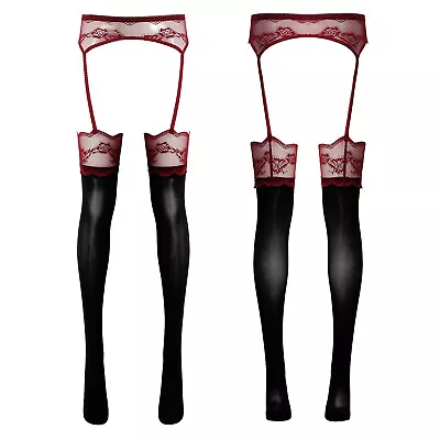 US Womens Suspender Pantyhose Floral Lace Fishnet Tights Garter Belt Stockings • $6.36