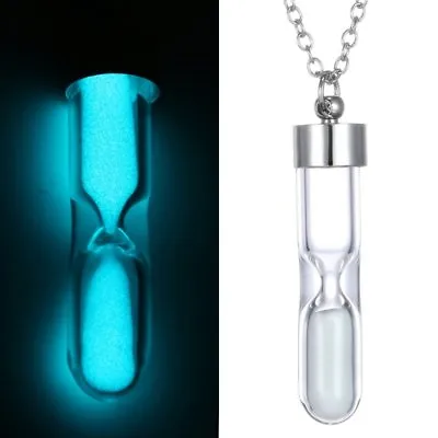 Glow In The Dark Women Magical Glass Hourglass Pendant Necklace Jewelry Gift • $3.78