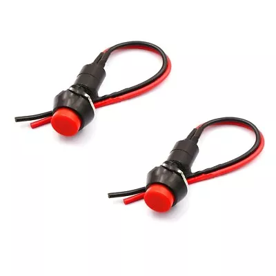 2x Red Round Circle Momentary Reset Push Button Switch W/ Pre-attached Wire 1/2  • $7.95