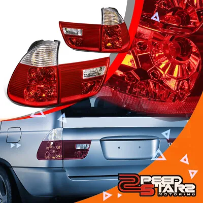 $109.88 • Buy For E53 00-06 Bmw X5 Chrome Housing Clear Lens Red Led Brake Tail Lights/lamps