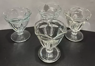 Vintage Sundae Ice Cream-Parfait-Sherbet Footed Bowl Set Of 4 • $9.99