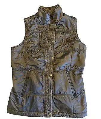Cowgirl Tuff Puffer Vest Women XL Brown Embroidered Full Zip Rodeo Never Give Up • $20