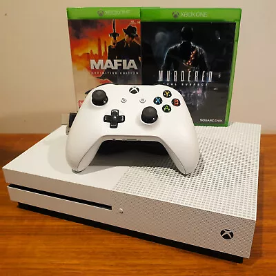 Microsoft Xbox One S 1TB White Console + Controller + Cords + Games - TESTED • $199.95