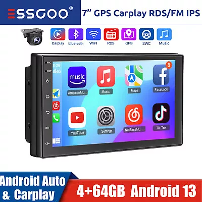 4+64G 7  Android 13 Car Stereo Radio Head Unit GPS NAV Carplay Head Unit +Camera • $125.99