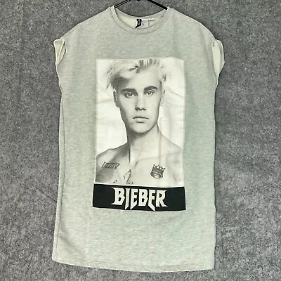 Justin Bieber Women Sweatshirt 6 Gray H&M Cut Off Long Crew Neck Concert Purpose • $14.99