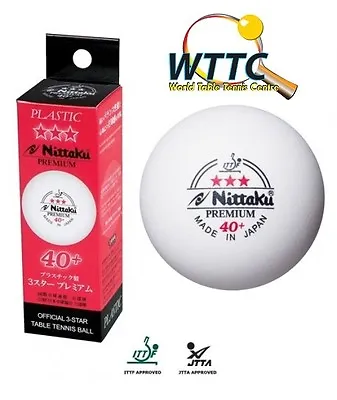 $13.80 • Buy Nittaku Premium 40+ 3 Stars Table Tennis Balls Pack Of 3 (MADE IN JAPAN)