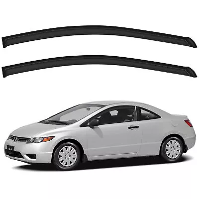 Tape-On Dark Tinted Side Window Visor Rain Guards For 06-11 Honda Civic Coupe • $33.45