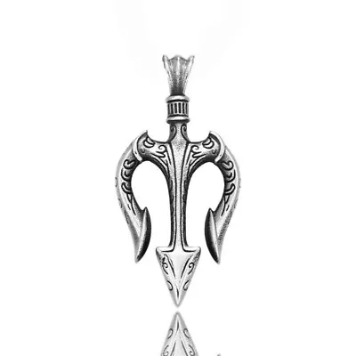 Mens Stainless Steel Fish Fork Pendant Necklace • $13.03