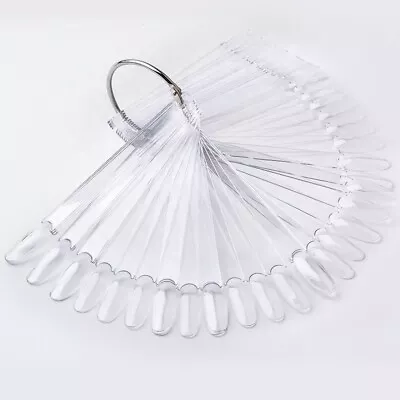 Fake Nail Display Oval Clear 50 Pcs. Nail Wheel Polish Practice Sample Swatches • £3.69