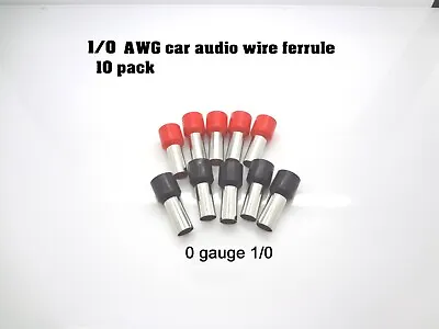 Red & Black 1/0 Gauge Wire Ferrule Car Audio Amp Amplifier Power Ground 0 AWG • $14.99