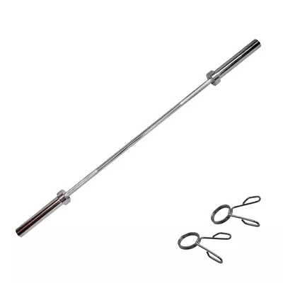150cm 5 FT Chrome Olympic Barbell Bar 5 Foot Bar Weight & 2 Free Spring Collars • $74.95