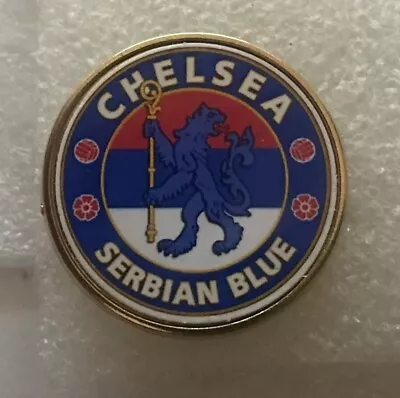 Chelsea Fc/serbian Blue Pin Badge Gilt-metal Mount Clear View Dome Cover. • £3.95