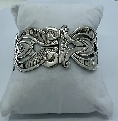 Vintage Iguala Ster. Silver Wide Pattern Panel Bracelet Fits 7  42g.~Free Ship • $88.99