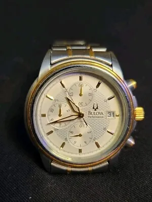 Vintage Mens Chronograph Bulova Watch W/ Two Tone Stainless Steel • $74.99