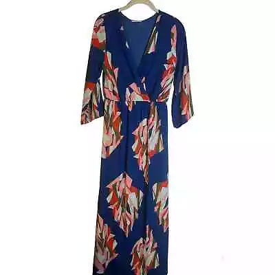 Meghan Fabulous Lilypad Mod Abstract Long Sleeve Maxi Dress Size Small • $114.99