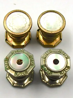 2 Pairs Antique Mother Of Pearl Cuff Links SNAP-LINK 1 Marked Cobs Link Kumapart • $19.94