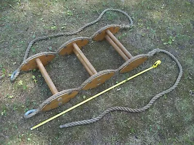 Vtg Antique Rope & Wood Boat Yacht Sailboat Ladder Great For Nautical Ship Decor • $459