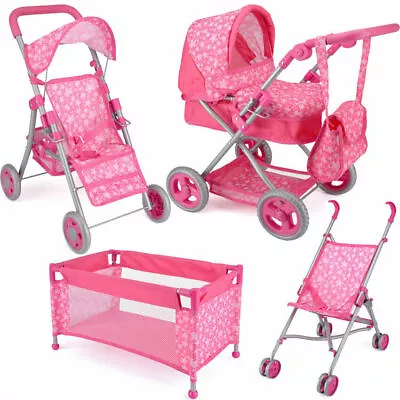 £12.95 • Buy Kids Pushchair Deluxe Buggy Childrens Baby Pram Doll Cot Stroller Great Fun Toy 